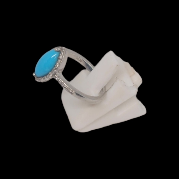 NWT Natural Arizona Sleeping Beauty Turquoise & Zircon Ring Size 7 - Picture 5 of 13
